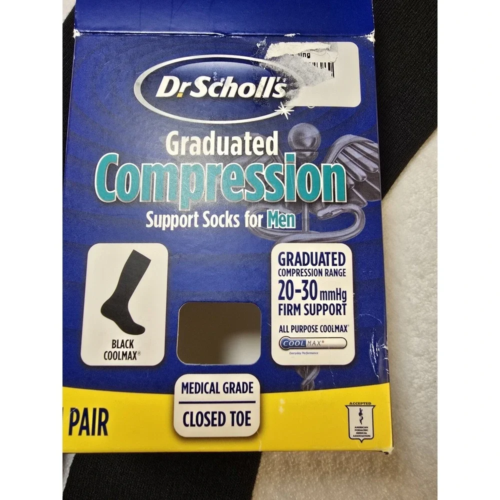 Dr Scholl Men Medium Graduated Compression Socks Black Winter Support Closed Toe
